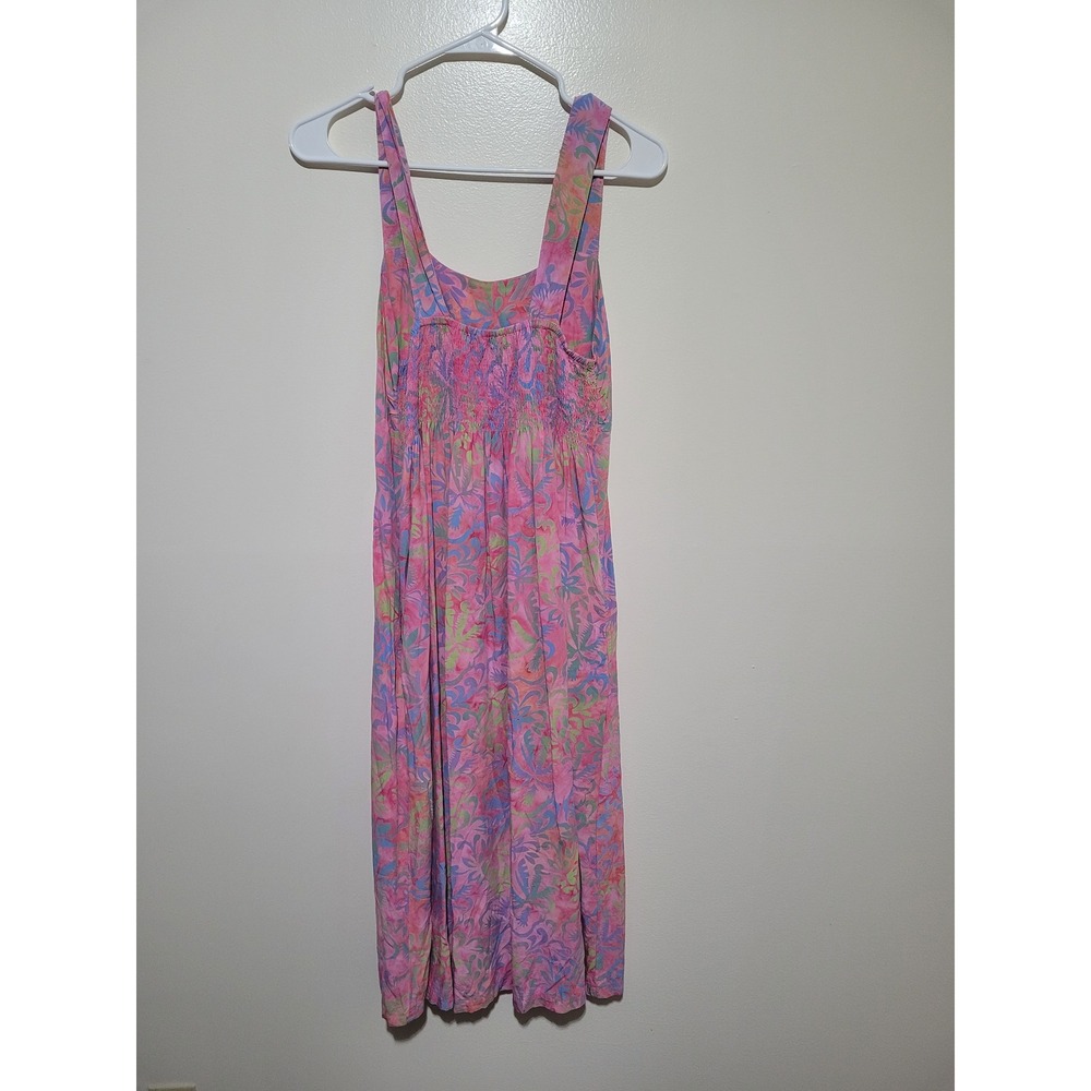 Blue Ginger Tropical Palm Print Sundress Womens S Pink‎ Blue Green